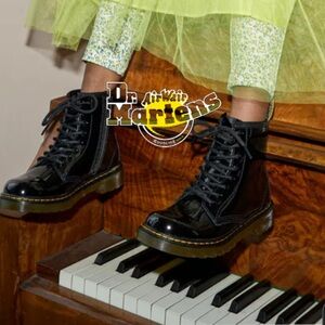DR MARTENS | Black Patent Leather Lace Up Boot Junior 1460 Punky School Summer